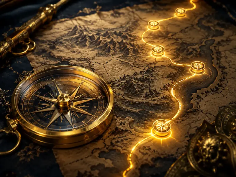 Social proof compass route on treasure map