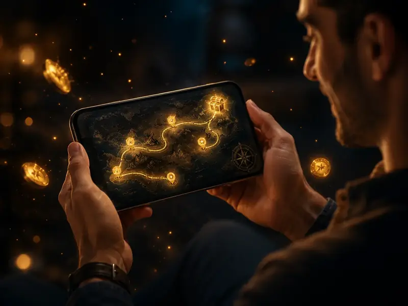 Social proof player with mobile treasure map